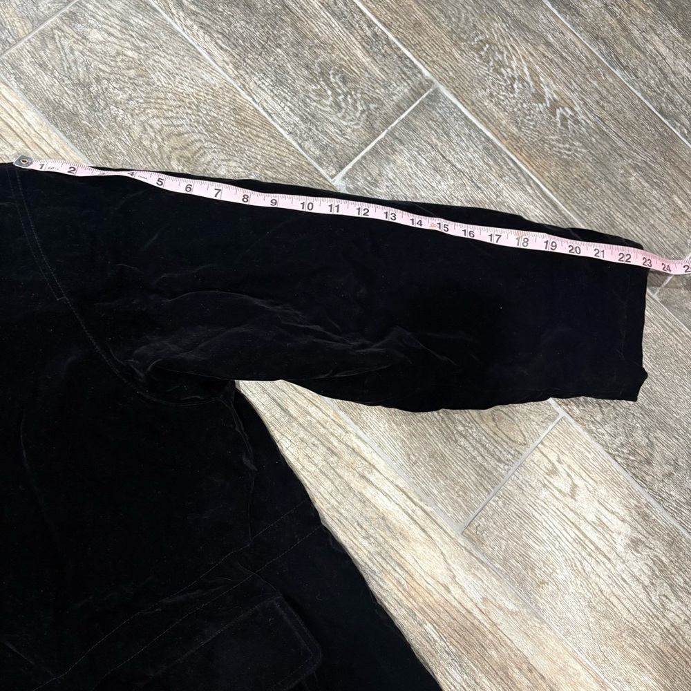 Vtg PORTRAIT Black Velvet Women’s Coat Hooded Sz‎ L Holiday 90s Classic Boho - Picture 13 of 15